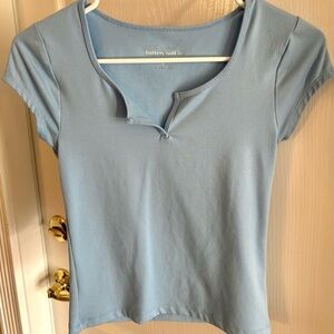 Aeropostale Light Blue Short Sleeve Notch Tee